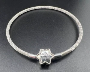 PANDORA 925 STERLING SILVER SHINE BRIGHT SNOWFLAKE BANGLE BRACELET 598616CO1 - Picture 1 of 3
