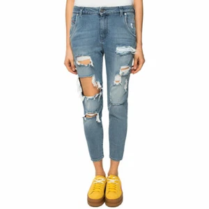 $278 Designer DIESEL Women Relaxed Boyfriend Low Waist Distress Ripped Jeans 26 - Picture 1 of 9