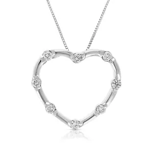 1/4 cttw Diamond Pendant, Diamond Heart Pendant Necklace for Women in 10K White - Picture 1 of 5