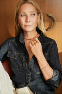 Camisa Cambray Denim Caro G. Label by GOOP Talla 2 Enjuague Oscuro Abotonada Nueva Sin Etiquetas - Imagen 1 de 9