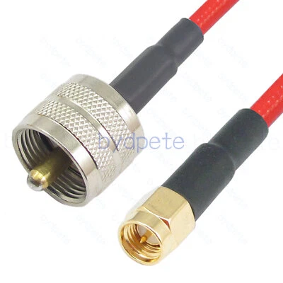RG402Red FEP PL259 UHF Male to SMA Male Coaxial Cable Semi-Flexible Low Loss Lot - Image 1 of 4