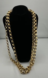 Vintage  Ring Chain 60" Necklace Rope Gold Tone Brass - Picture 1 of 4