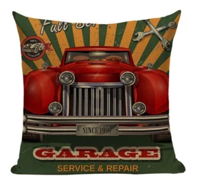 Garage Service Repair VC11 Pillow Cover Retro Classic Automobile Vintage Car - Picture 1 of 5