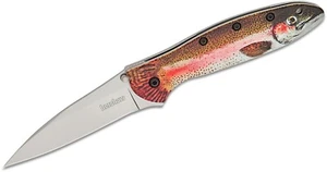 KERSHAW KNIFE - LEEK #1660 A/O - ALUM/TROUT + POCKET CLIP - 4" CLOSED - NIB - Picture 1 of 5