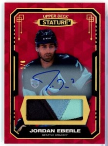 2021-22 Upper Deck Stature Photo Variant Red Jordan Eberle PATCH AUTO 1/6 KRAKEN