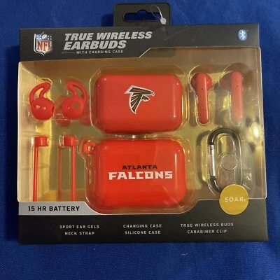 Atlanta Falcons ~ Auriculares inalámbricos Soar True ~ Licencia oficial de la NFL con estuche Foto 1 de 2