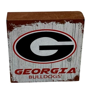 Georgia Bulldogs Decor Distressed Wood Block Rustic Dorm Man Cave UGA NCAA 5.75" - Picture 1 of 11