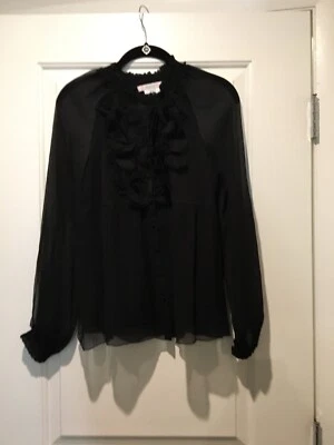 Nueva Camisa Cami Paul & Joe Talla 4 Negra Seda Manga Larga Algodón Foto 1 de 4