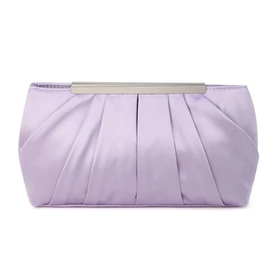 Elegante bolso sin asas de noche de diseño romántico plisado satinado bolso nupcial fiesta lavanda Foto 1 de 4