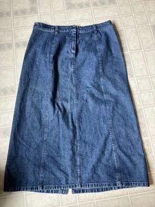 CHRISTOPHER AND & BANKS SIZE 12 LONG Blue DENIM JEAN SKIRT Modest Back Slit - Picture 1 of 4