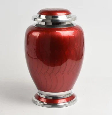 Cremation Urn for Adult Human Ashes – Durable Aluminium Funeral Urn Red - Image 1 of 3