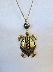 Hawaiianische Hamilton vergoldete Schildkröte Honu Halskette 24 Zoll - Bild 1 von 6