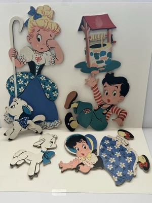 Pinups Madre Ganso "Little Bo Peep" "Jack & Jill" Dolly Toy Company Años 50 De Colección Foto 1 de 4