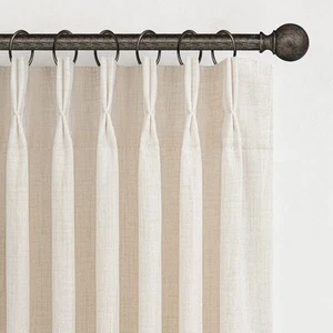 Pinch Pleated Linen Curtains 96 Inches Long for Living Room Bedroom, Light Fi... - Picture 1 of 7