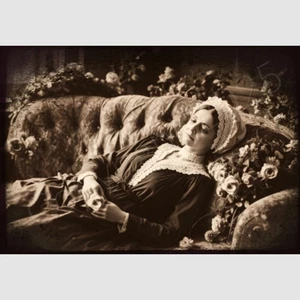 Post Mortem Lady Lace Cap  Print Woman Photograph Photo Victorian 4 by 6 - Picture 1 of 1