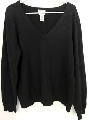 Jaclyn Smith Sweater Womens XXL Black 100% Cashmere V Neck Long Sleeve Pullover - Image 1 of 4