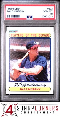 1990 FLEER #623 DALE MURPHY BRAVES PSA 10 - Image 1 of 3