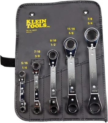 Klein Tools 68245 Reversible Ratcheting Box Wrench Set, Made 5-Piece, Black  - Image 1 of 4
