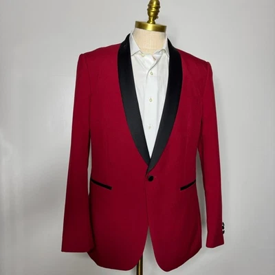 Egara 44L красный Slim Fit шаль лацкан смокинг блейзер - официальный вечеринки - Изображение 1 из 4