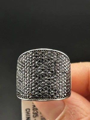Anillo con racimo de espinela negra rodio sobre plata de ley 2,75 ctw Foto 1 de 4