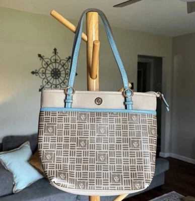 Anne Klein Tote Bag Handbag Purse Teal Tan Brown Womens Bags Great condition - Image 1 of 4