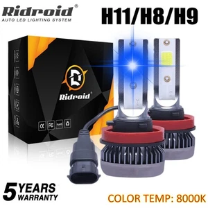 H11 Ice Blue Super Bright LED Headlight Bulb High Low Beam Fog Light 120W 8000K - Picture 1 of 19