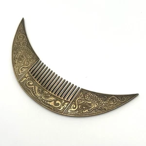 Antiker chinesischer Mondsichel Messing Kamm - Phönix & Schmetterling Motiv Vintage - Bild 1 von 7