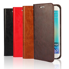 Genuine Real Cow Leather Flip Wallet Case Cover For Samsung Galaxy S/Note Phone