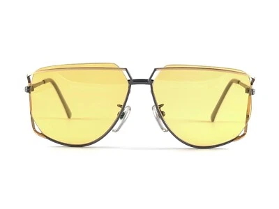 ULTRA RARE 1970'S TURA 425 OVERSIZED DARK SILVER & GOLD YELLOW LENSES SUNGLASSES - Image 1 of 4