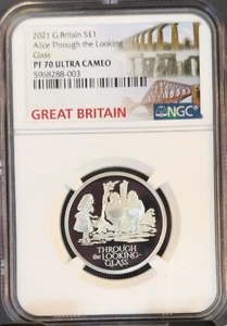 2021 GREAT BRITAIN SILVER 1 POUND ALICE IN WONDERLAND NGC PF 70 ULTRA CAMEO - Picture 1 of 3