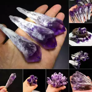 Natural Amethyst Quartz Crystal Cluster Rough Stone Geode Druzy Obelisk Healing - Picture 1 of 48