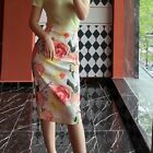 Ladies Office Floral Print High Waist Pencil Skirt Knee Length Ladies Midi Skirt