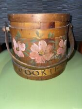 Vintage Hand Painted Cookies Barrel Bucket Firkin