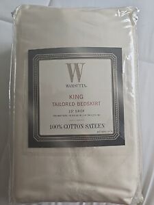 Wamsutta 100% Cotton Sateen, 15" Drop,King Size Tailored ivory Bedskirt.