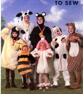 Uncut Pattern DressUp Costume Adults XS-L Kids 3-14 Dog Squirrel Cow Lamb Mouse - Picture 1 of 2