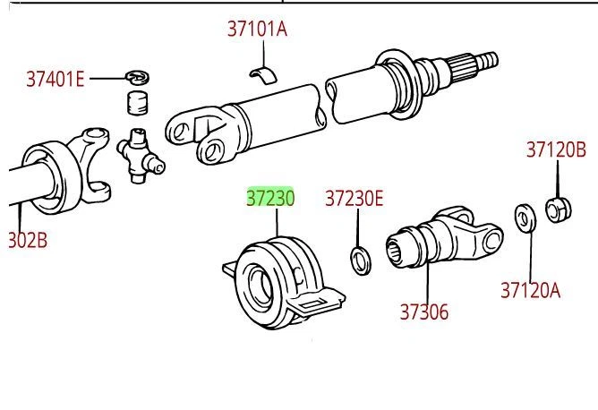 Cojinete portador de eje de transmisión genuino OEM Toyota Tundra 2000-2003 Foto 1 de 1