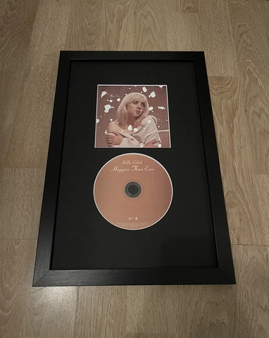 Billie Eilish - Happier Than Ever Hand Painted Art Card - Framed CD + COA Cover