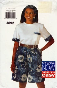See & Sew 3892 Misses Top/Shorts locker sitzend - Pullover Oberteil - weites Bein Shorts 6-22 - Bild 1 von 4