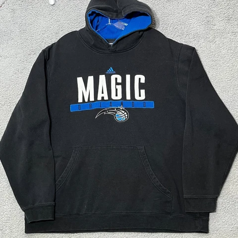 Orlando Magic Hoodie Mens Large Black Adidas Embroidered Sweatshirt Pullover Y2K Cover