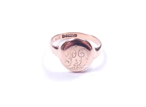 Rose gold signet ring 9ct Chester 1907 size V - Picture 1 of 5