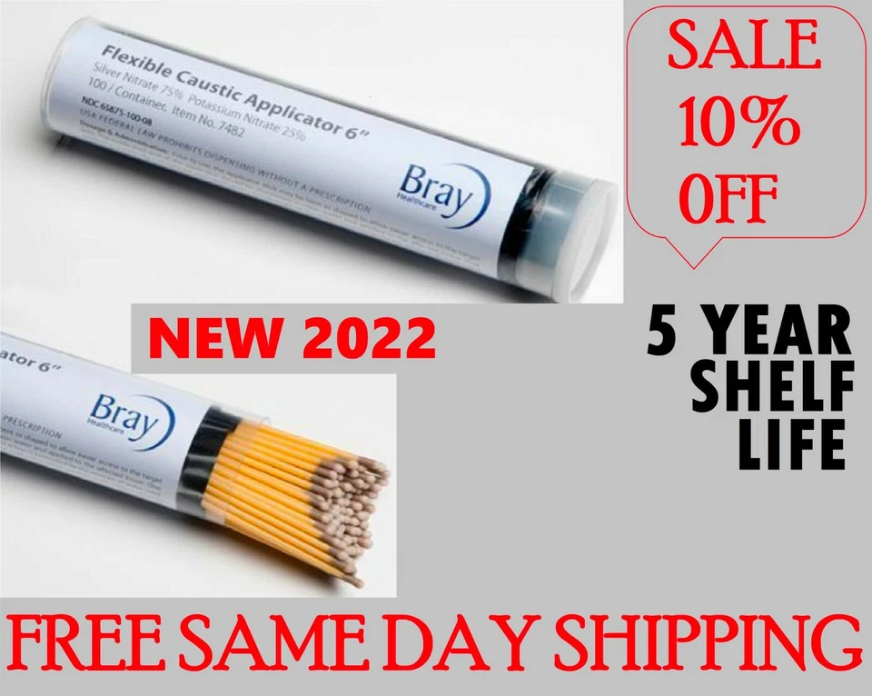 BRAY GROUP LIMITED Silver Nitrate Sticks 6" Caustic Applicator 100/Tube Double Dipped, exp 2029