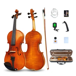 4/4 Acoustic Violin 4 String Solid Wood Ebony Fittings Accessory Professional - Picture 1 of 19