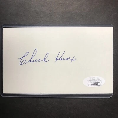 CHUCK KNOX SIGNED 3 X 5 INDEX CARD SEAHAWKS HEAD COACH JSA CERTIFIED AUTOGRAPH! - Image 1 of 4