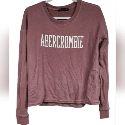 Sudadera Abercrombie & Fitch Logo Crew Lujo Terry Popover Bordes Crudos Para Mujer S Foto 1 de 4