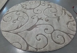 CREAM BEIGE 6'-7" x 6'-7" Back Stain Rug, Reduced Price 1172768247 SG455-1113-7R - Picture 1 of 4