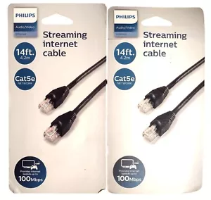 *NUEVO* Paquete de 2 cables Ethernet de transmisión por Internet Philips Cat 5e de 14 pies SWN7112A/27 - Imagen 1 de 3