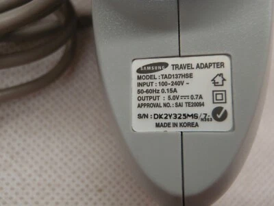 SAMSUNG TAD137HSE 5.0V 0.7A GENUINE POWER ADAPTER SUPPLY CHARGER TRAVEL - Image 1 of 4