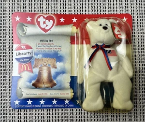 McDonalds American Trio Liberty The Bear Ty Teenie Beanie 2000 Beanbag Plush - Picture 1 of 6