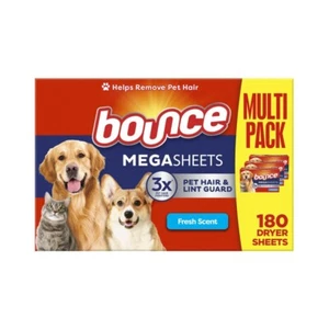 Bounce Pet Hair & Lint Guard Mega Sheets Fresh Scent 180 Dryer Sheets - Picture 1 of 6