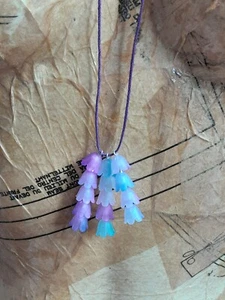Unusual Handmade Individual Necklace. Multicoloured Bluebell Flowers Floral - Picture 1 of 3